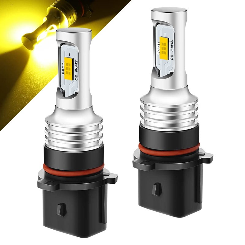 HONLEEX DCAC 936V PSX26W 12278 LED Fog Light Bulbs Amber 3000K 10W 1800LM 12278C1 H28W 26W LED Fog Light BulbsNonpolarity 2 x 3570 Chips Lamps for CarsTrucksSUVs2Pack